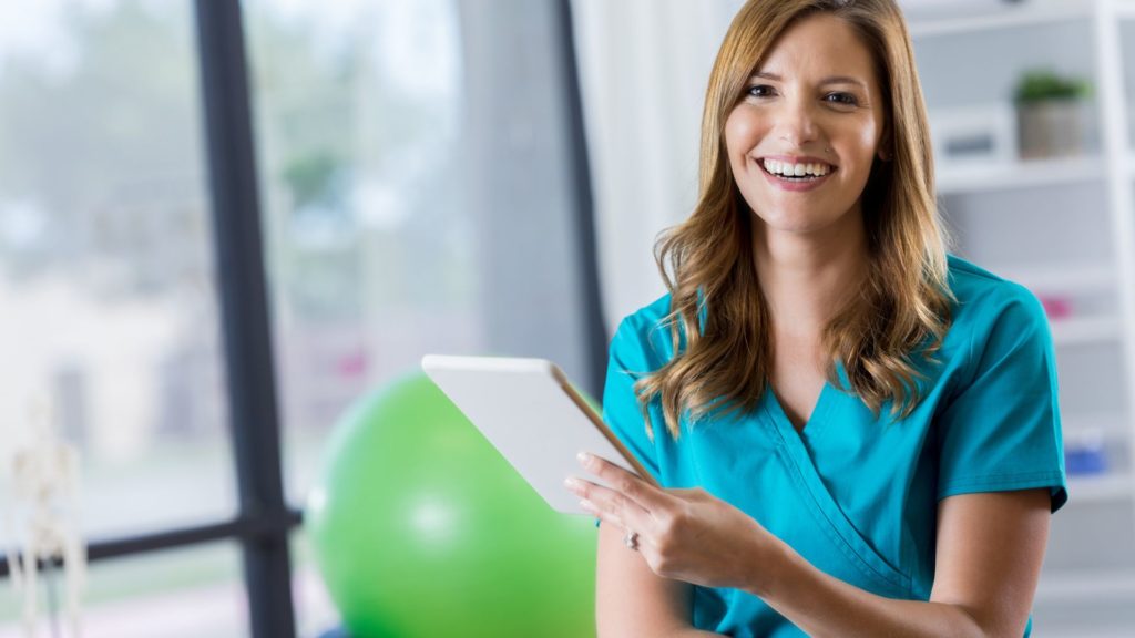 image of a physical therapist - an example of a job that could pay a salary of k per year.